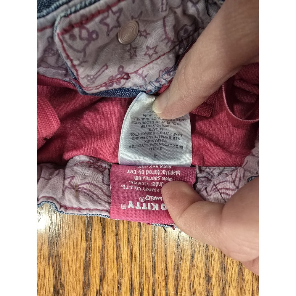 Hello Kitty Princess Denim Rhinestone Skirt w/ Shorts Sz 4 Macy's Sanrio Cute! - Picture 4 of 5